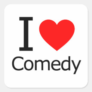 I Liebe Comedy Quadratischer Aufkleber