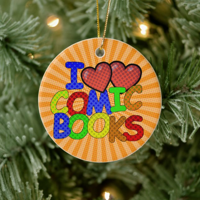 I Liebe Comic Books Keramik Ornament (Baum)