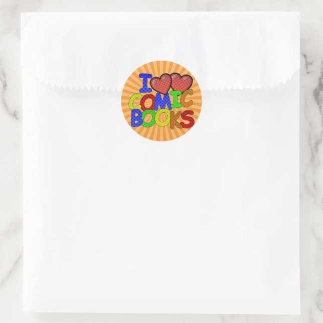 I Liebe Comic Books Runder Aufkleber (Tasche)
