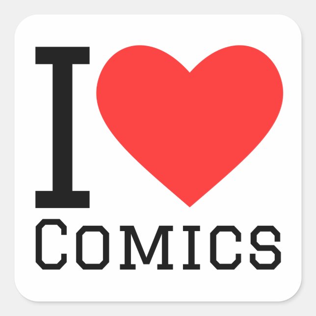 I LIEBE COMICEN QUADRATISCHER AUFKLEBER (Vorderseite)