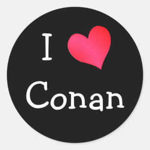 I Liebe Conan Runder Aufkleber