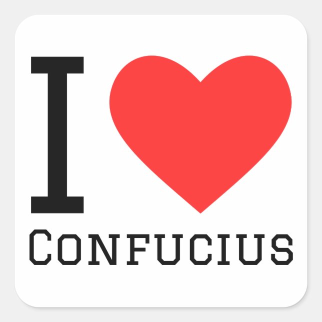 I Liebe Confucius Quadratischer Aufkleber (Vorderseite)