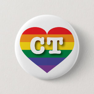 I Liebe Connecticut Gay Pride Rainbow Heart Button