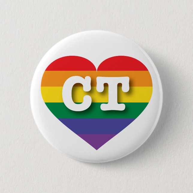 I Liebe Connecticut Gay Pride Rainbow Heart Button (Vorderseite)