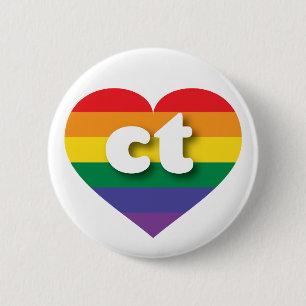 I Liebe Connecticut Rainbow Heart Button