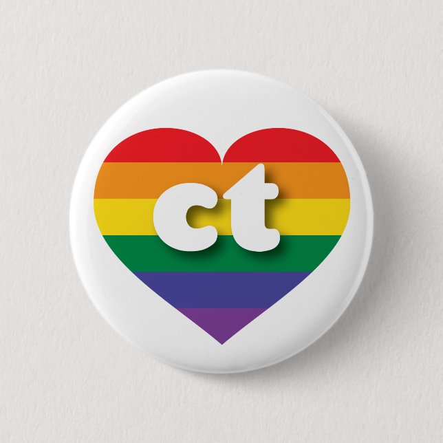 I Liebe Connecticut Rainbow Heart Button (Vorderseite)
