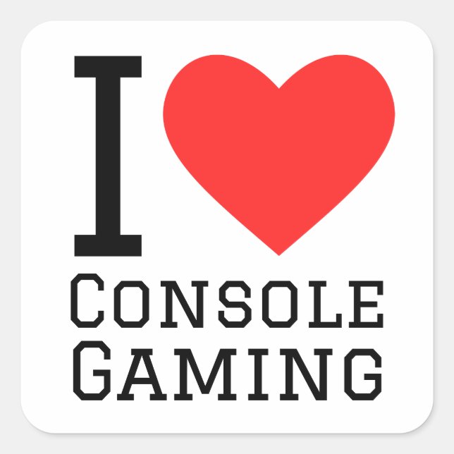 I Liebe Console Gaming Quadratischer Aufkleber (Vorderseite)