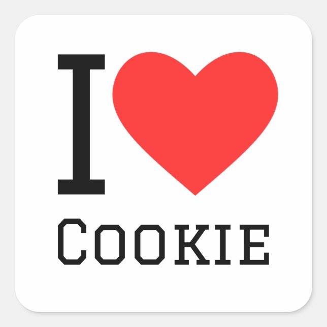 I Liebe Cookie Quadratischer Aufkleber (Vorderseite)