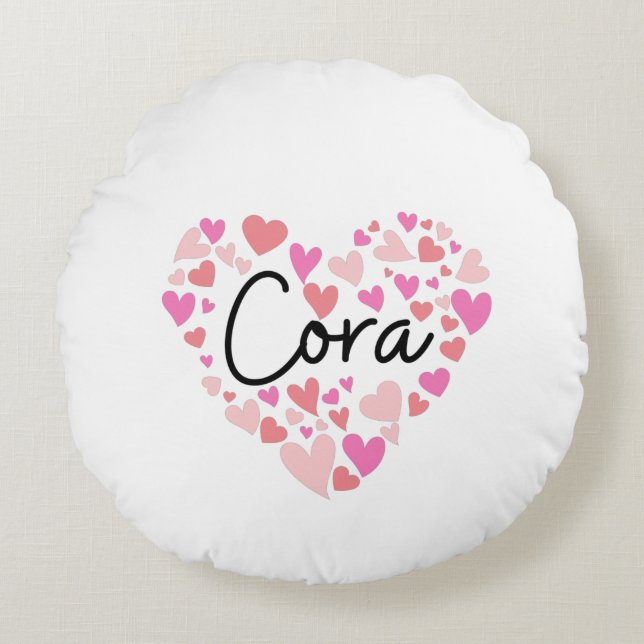 I Liebe Cora Rundes Kissen (Vorderseite)
