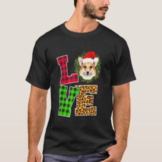 I Liebe Corgi Dog Weihnachtsmannmütze Kariert Ugi T-Shirt