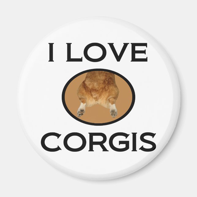 I Liebe Corgis Corgi Hintern Magnet (Vorne)