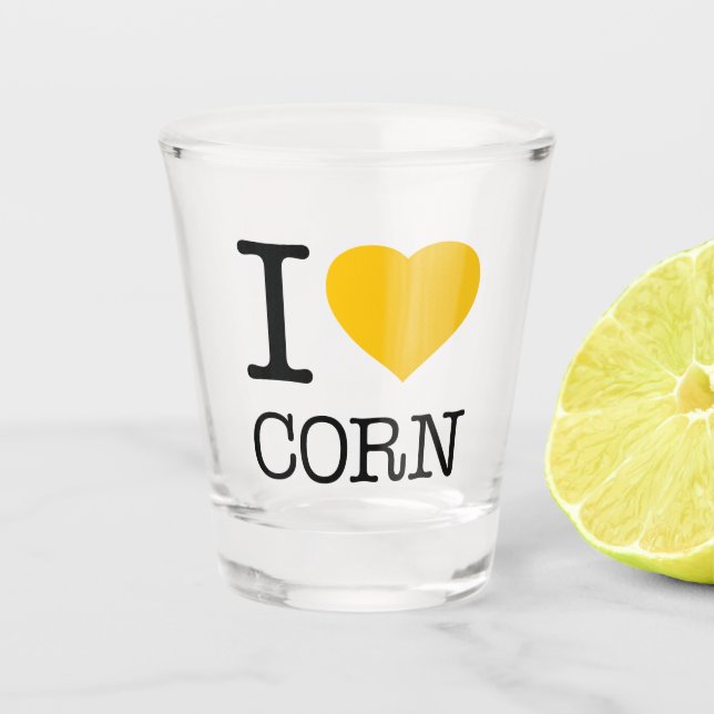I LIEBE CORN SCHNAPSGLAS (Vorderseite)