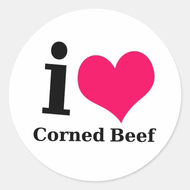 I Liebe Corned Beef Runder Aufkleber (Vorderseite)