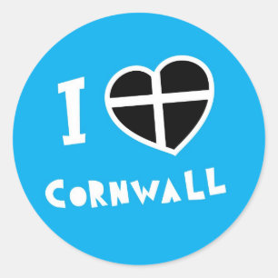 I Liebe Cornwall Runder Aufkleber