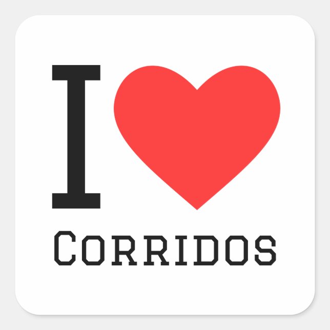 I Liebe corridos Quadratischer Aufkleber (Vorderseite)