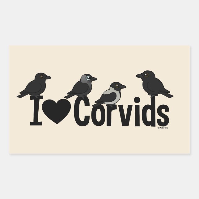 I Liebe Corvids Rechteckiger Aufkleber (Vorderseite)
