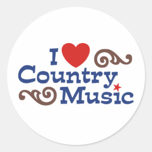I Liebe Country Music Runder Aufkleber