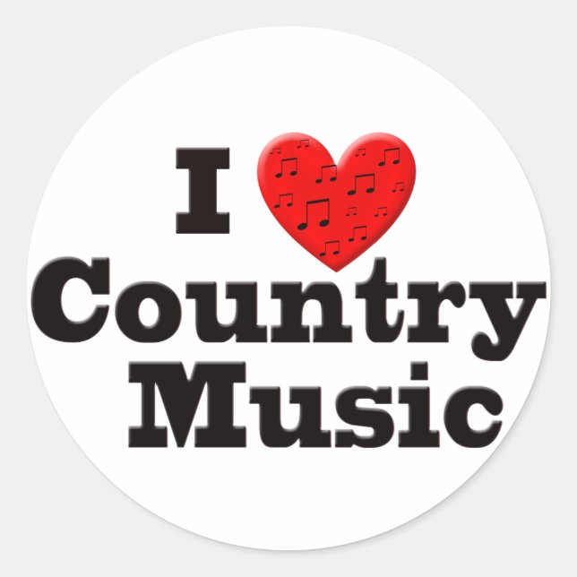I Liebe Country Music Runder Aufkleber (Vorderseite)