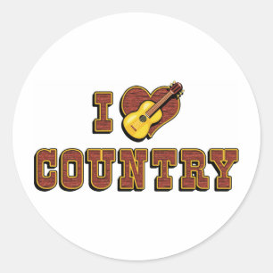 I Liebe Country Music Runder Aufkleber
