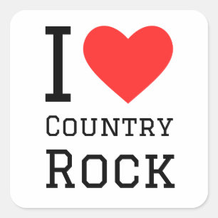I Liebe Country Rock Quadratischer Aufkleber