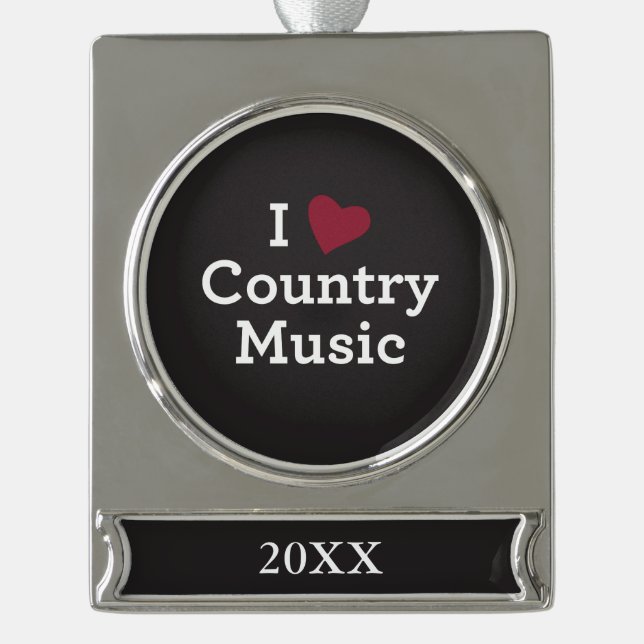 I Liebe-Countrymusik Banner-Ornament Silber (Vorderseite)