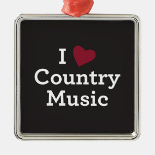 I Liebe-Countrymusik Silbernes Ornament
