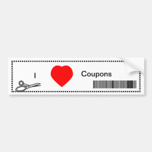 I Liebe Coupons - Rotes Herz und Bar Code Autoaufkleber