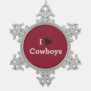 I Liebe-Cowboys Schneeflocken Zinn-Ornament