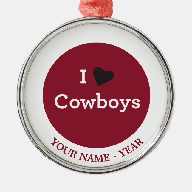 I Liebe-Cowboys Silbernes Ornament (Vorne)