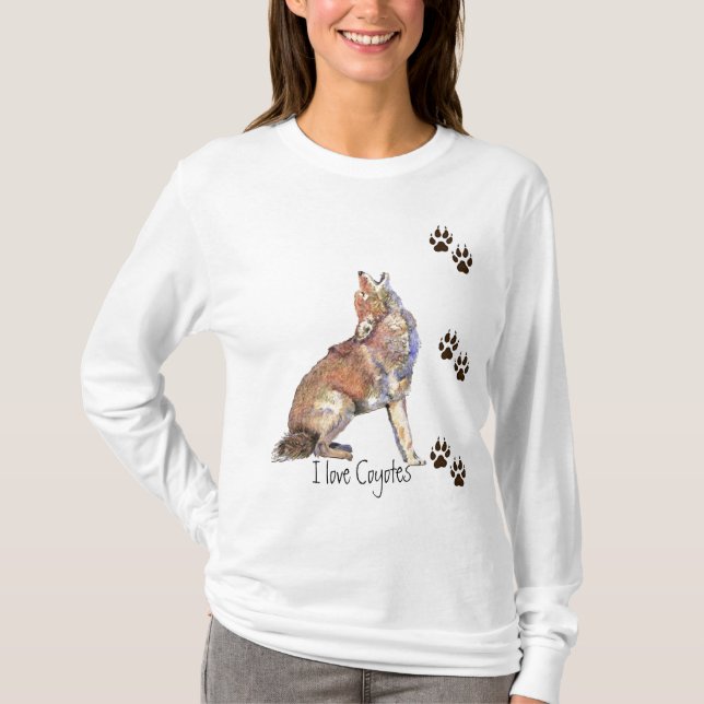 I Liebe Coyotes Tracks Tierisches Shirt (Vorderseite)