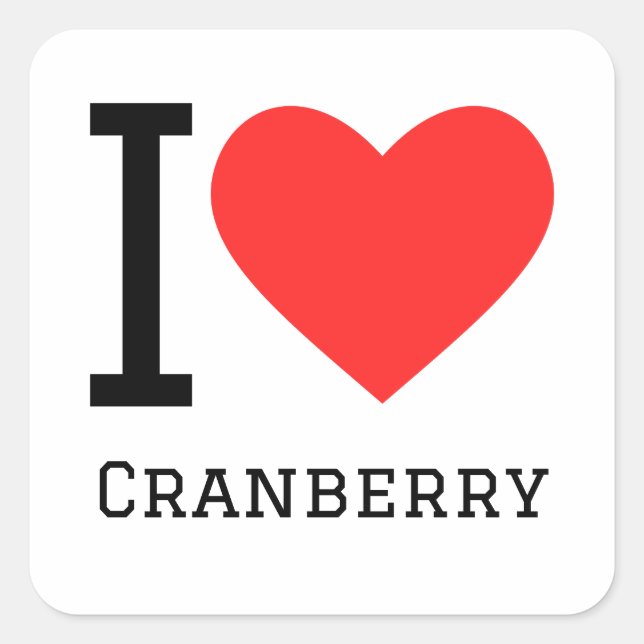 I Liebe Cranberry Quadratischer Aufkleber (Vorderseite)