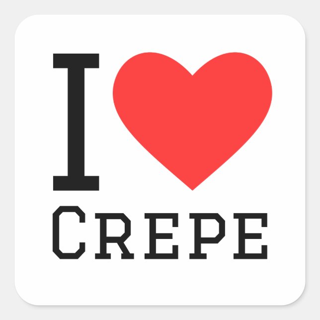 I Liebe Crêpe Quadratischer Aufkleber (Vorderseite)