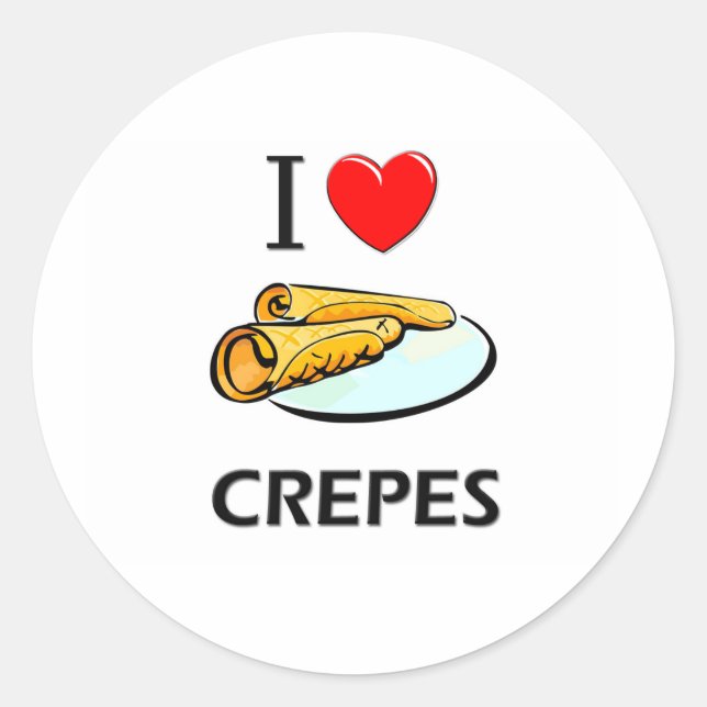 I Liebe Crepes Runder Aufkleber (Vorderseite)