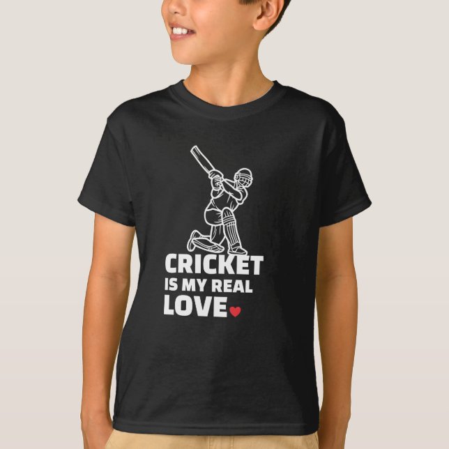 I Liebe Cricket Design Stilvolle Cricket Silhouet T-Shirt (Vorderseite)