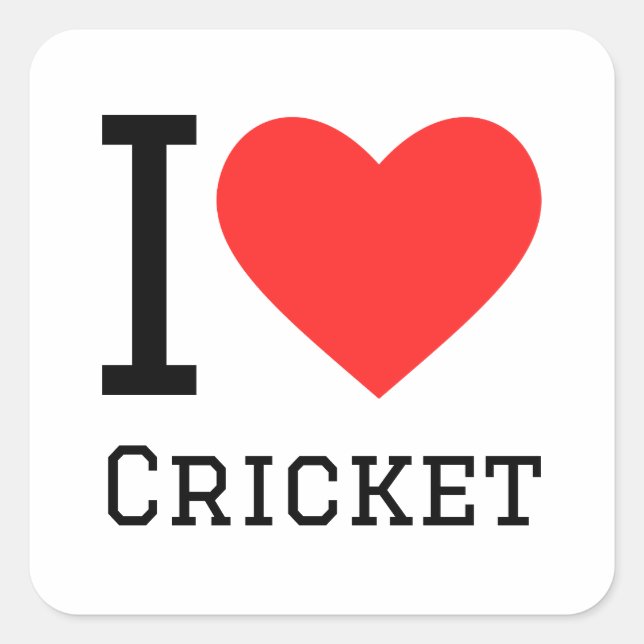 I Liebe Cricket Quadratischer Aufkleber (Vorderseite)