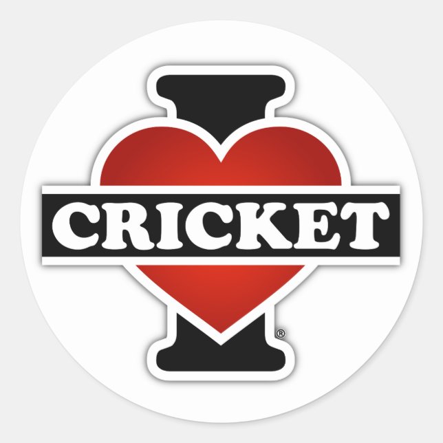 I Liebe Cricket Runder Aufkleber (Vorderseite)