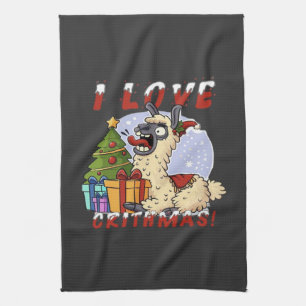 I LIEBE CRITHMAS Llama Geschirrtuch