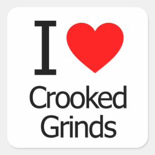 I Liebe Crooked Grinds Quadratischer Aufkleber