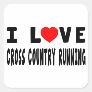 I Liebe Cross Country Running Quadratischer Aufkleber