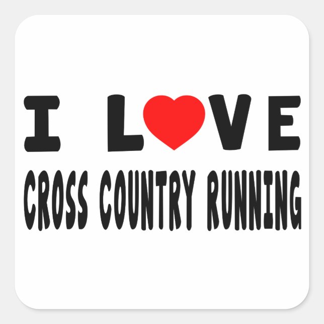 I Liebe Cross Country Running Quadratischer Aufkleber (Vorderseite)