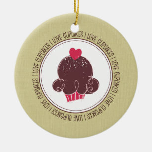 I Liebe Cupcakes Keramik Weihnachtsschmuck