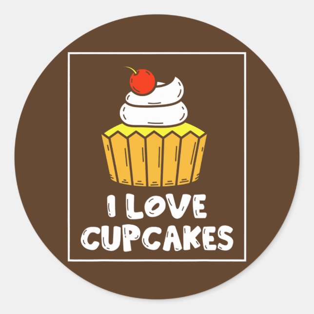 I Liebe Cupcakes Niedlich Lover Cupcake essen Runder Aufkleber (Vorderseite)