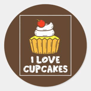 I Liebe Cupcakes Niedlich Lover Cupcake essen Runder Aufkleber