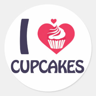 I Liebe Cupcakes T - Shirt Runder Aufkleber