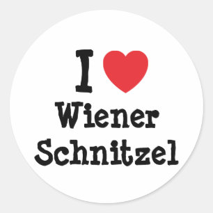 I Liebe Dackel Schnitzel Herz T - Shirt Runder Aufkleber
