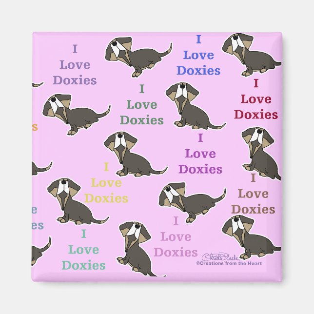 I Liebe Dackeln Collage Magnet (Vorne)