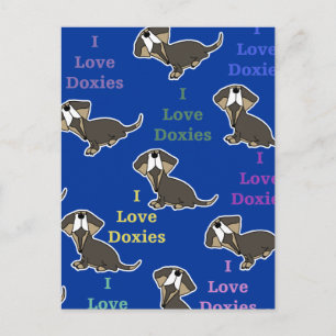 I Liebe Dackeln Collage Postkarte