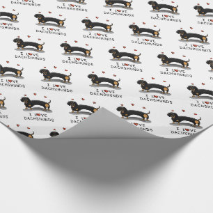 I Liebe Dackeln Dachshund (schwarz und braun) Nied Geschenkpapier
