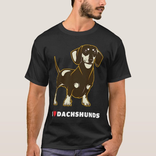 I Liebe Dackeln Hunde Kunst T-Shirt (Vorderseite)
