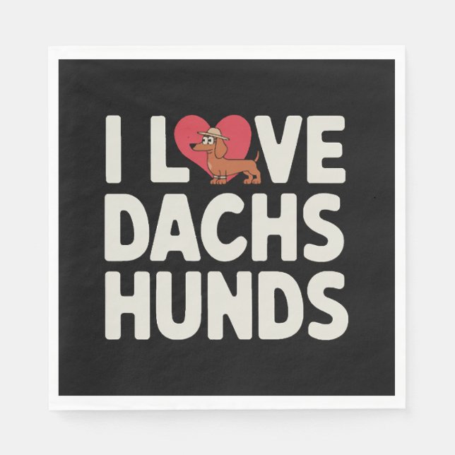 I LIEBE DACKELN NIEDLICH CARTOON SERVIETTE (Vorderseite)
